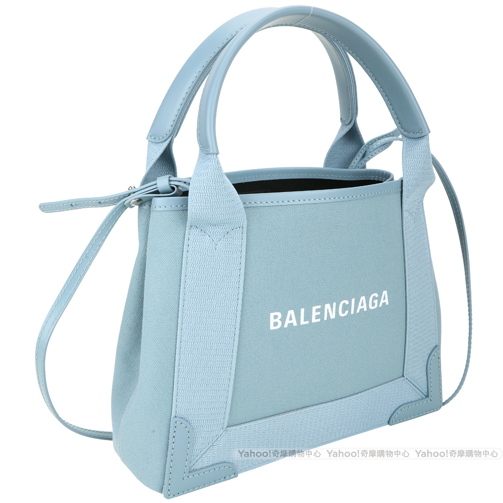 BALENCIAGA Navy Cabas XS 灰藍色帆布手提/肩背托特包(附萬用包) | 歐