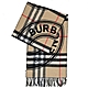 BURBERRY 經典英倫格紋LOGO雙面喀什米爾羊毛流蘇長圍巾(卡其/黑) product thumbnail 1