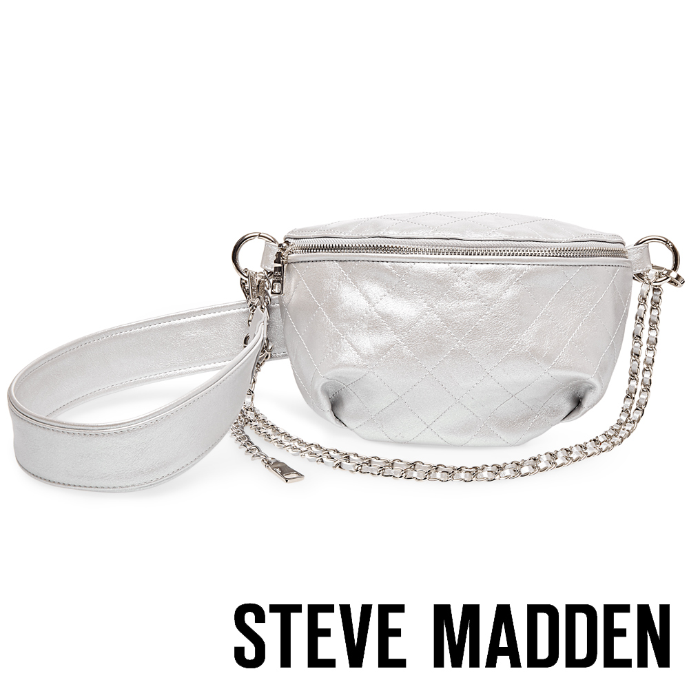 STEVE MADDEN-BMANDIE 金屬鍊條菱格個性腰包-銀色