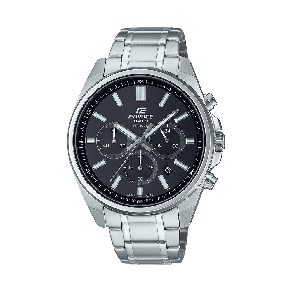 CASIO卡西歐 EDIFICE 三針三眼 標準計時鐘錶 日期顯示窗 經典黑 EFV-650D-1A_43.5mm