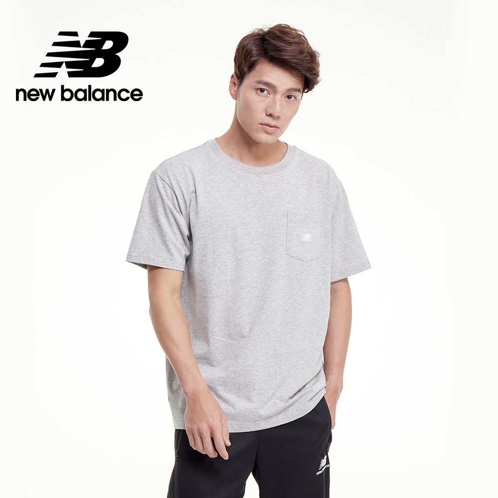 【New Balance】基本款左胸口袋短袖Tee_男性_灰色_AMT01567AG