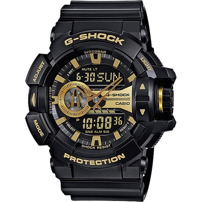 CASIO卡西歐 G-SHOCK 金屬系雙顯手錶 迎春好禮-經典黑金 GA-400GB-1A9