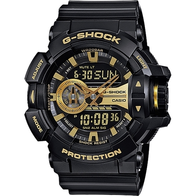 CASIO卡西歐 G-SHOCK 金屬系雙顯手錶 送禮首選-經典黑金 GA-400GB-1A9