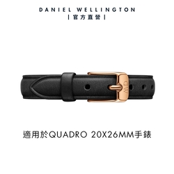 Daniel Wellington DW 錶帶 Quadro Sheffield 10mm經典黑真皮皮革錶帶 DW00200278