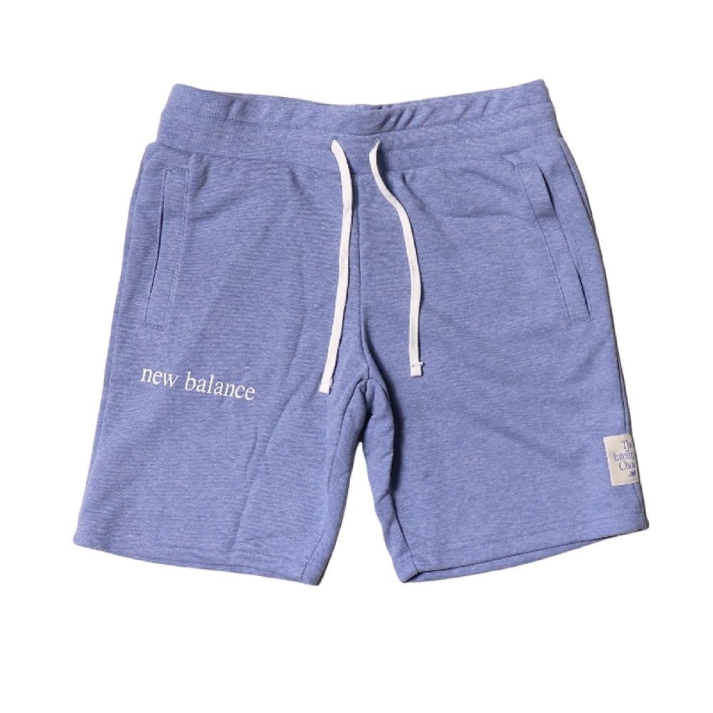 New Balance 短褲 Essential Shorts 運動 男款 紐巴倫 鬆緊褲頭 抽繩 口袋 膝上 休閒 藍 白 AMS21552NHR