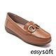 (季末出清SALE)Easy Spirit-AVIENTA-2 真皮百搭金屬釦樂福鞋-棕色 product thumbnail 1