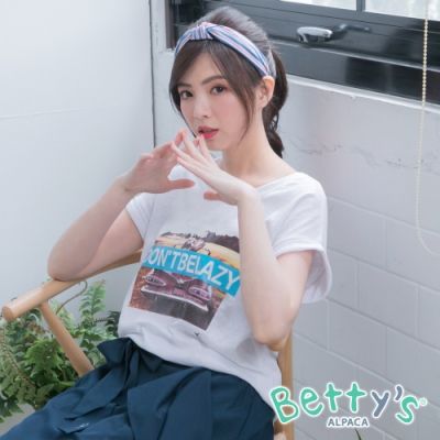 betty’s貝蒂思 美背款歐式印花T-shirt(白色)