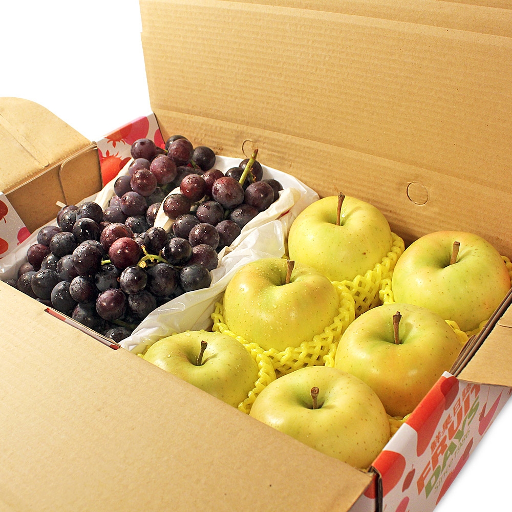 鮮果日誌 極品健康禮盒 (朱鷺蘋果6入+巨峰葡萄2.5台斤)