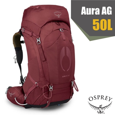 美國 OSPREY 女 Aura AG 50 專業網架輕量登山背包 M/L(可拆卸頂袋)_莓果冰沙 R