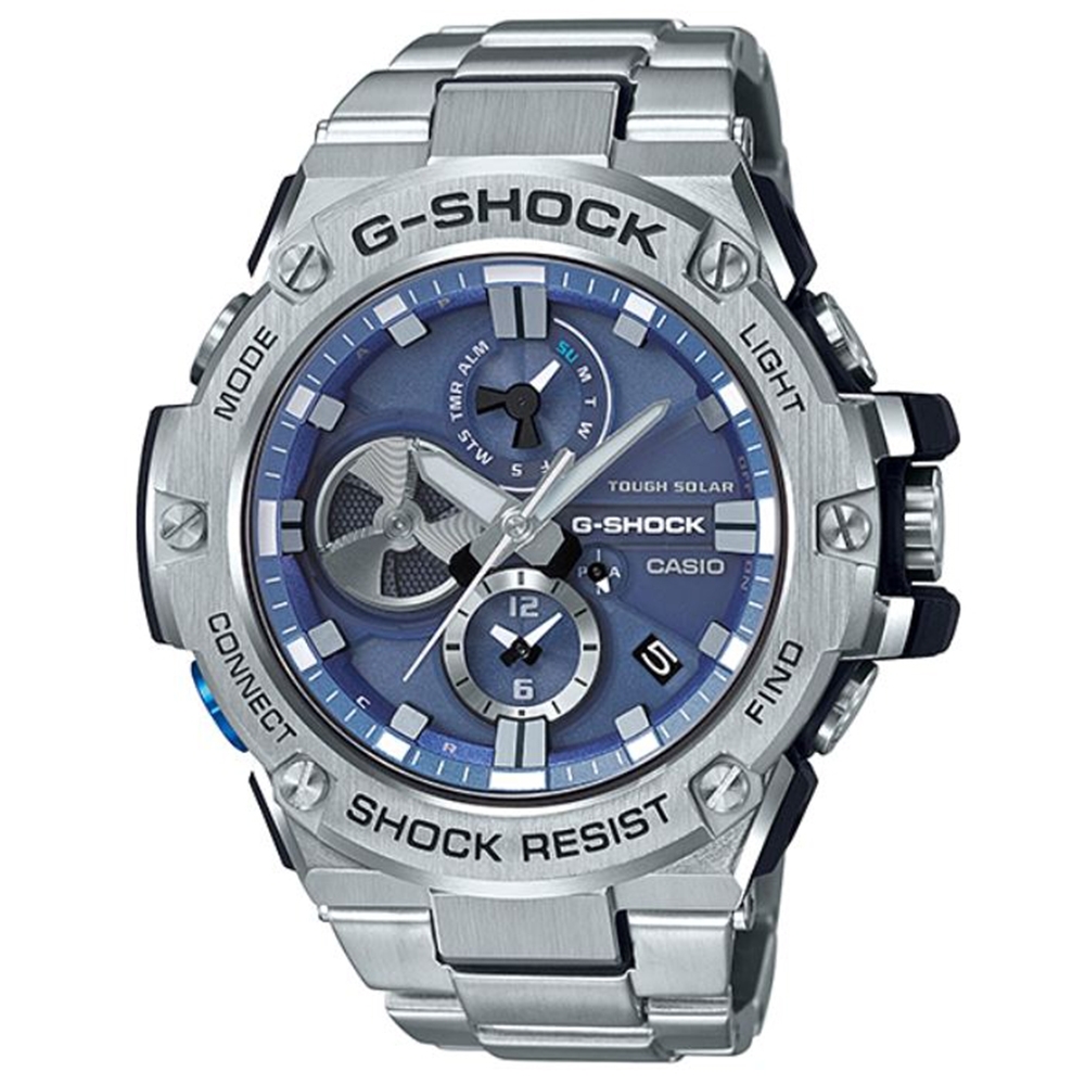 G-SHOCK 渦輪設計藍芽太陽能設計不鏽鋼鍊錶-藍(GST-B100D-2A)/58.1 | G