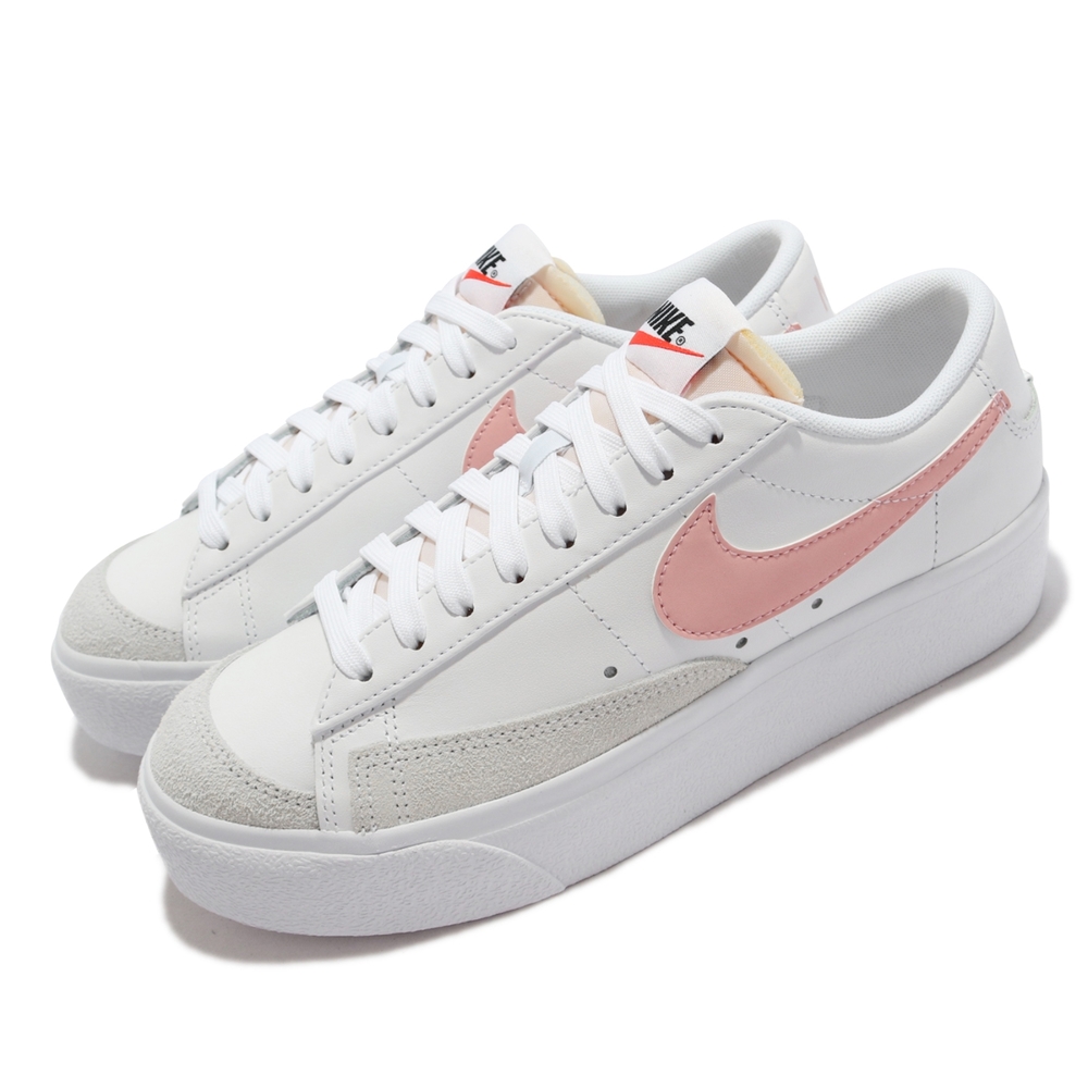 Nike 休閒鞋 Blazer Low Platform 女鞋 經典款 厚底 增高 麂皮 皮革 球鞋穿搭 白 粉 DJ0292-103