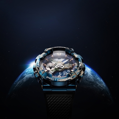 CASIO卡西歐 G-SHOCK 探索宇宙 完美地球 EARTH 金屬錶殼 人氣雙顯 GM-110EARTH-1A_48.8mm