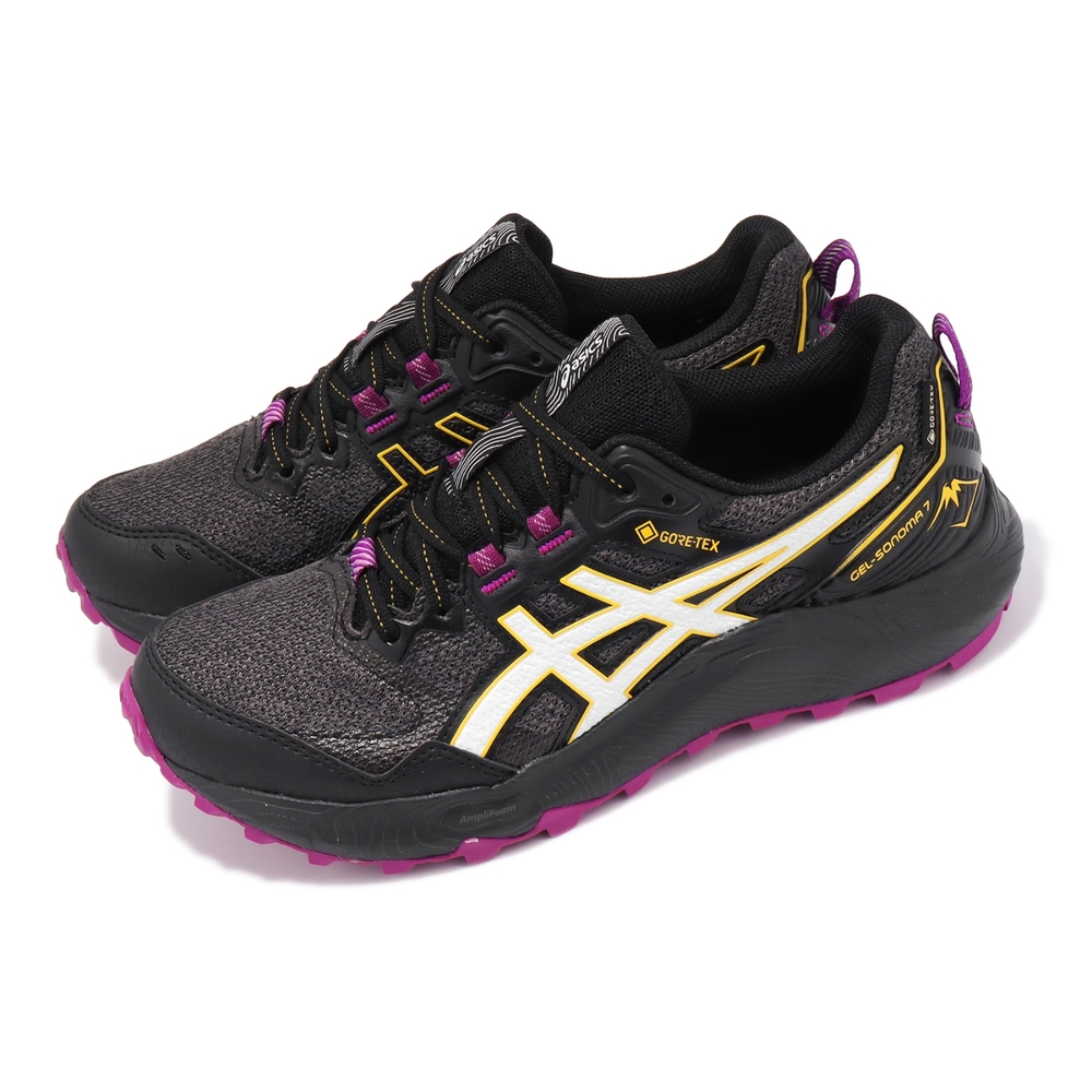 Asics 越野跑鞋 GEL-Sonoma 7 GTX 女鞋 黑 紫 防水 抓地 郊山 戶外 運動鞋 亞瑟士 1012B414004