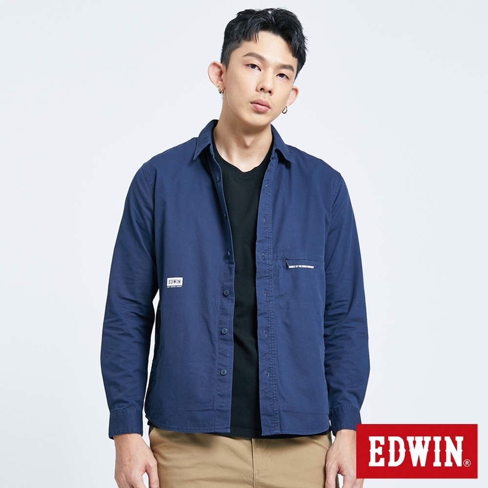 EDWIN EFS 洗退工裝機能 襯衫式外套-男-丈青