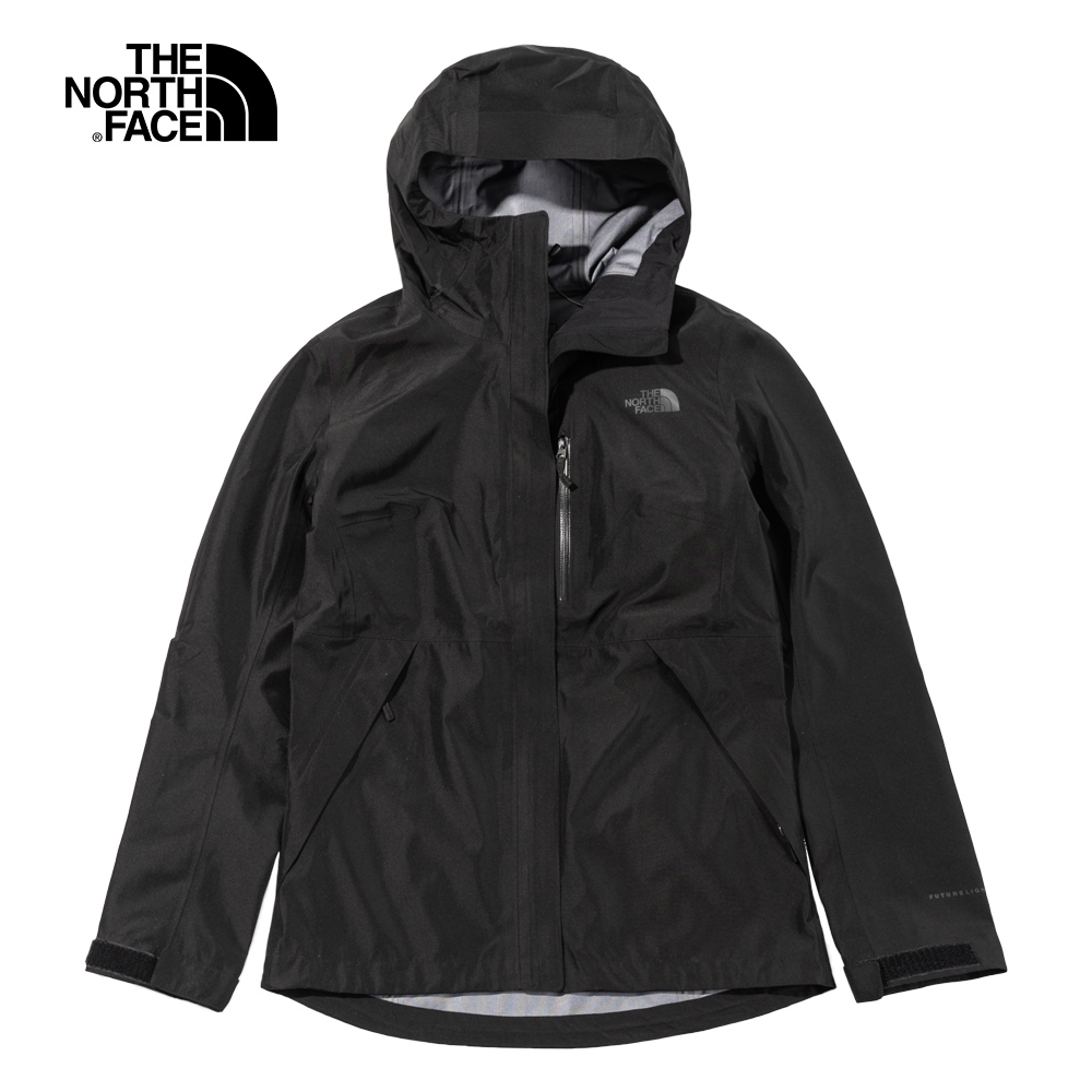 The North Face北面女款黑色防水透氣連帽衝鋒衣｜496ZJK3