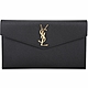 YSL Saint Laurent UPTOWN 魚子醬小牛皮信封釦手拿包(黑色) product thumbnail 1