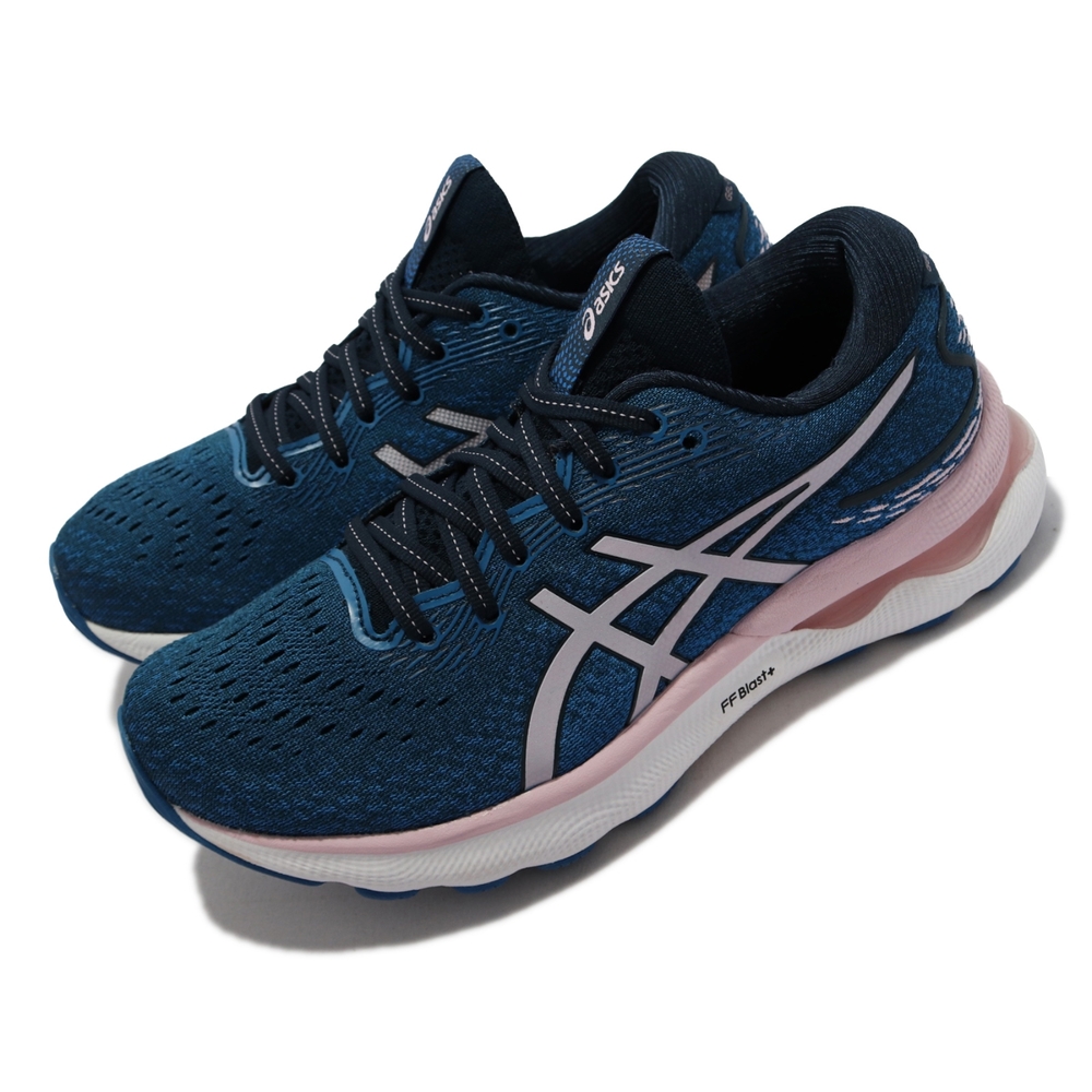 Asics 慢跑鞋 GEL-Nimbus 24 運動 女鞋 亞瑟士 緩震 輕盈 穩定 緩震 亞瑟膠 藍 粉 1012B201400