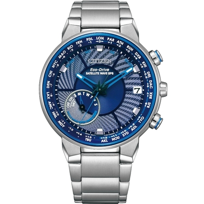 CITIZEN 星辰科技時尚GPS衛星對時光動能不鏽鋼腕錶/銀x藍面(CC3030-53L)