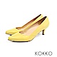 KOKKO - 女王品味尖頭鑲嵌金屬真皮高跟鞋 - 芒果黃 product thumbnail 1