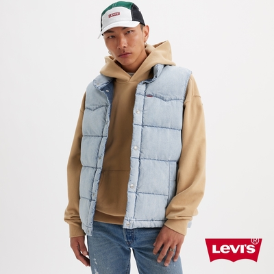 Levis 男款 鋪棉背心外套 / 拉鍊穿脫 淺藍牛仔面料