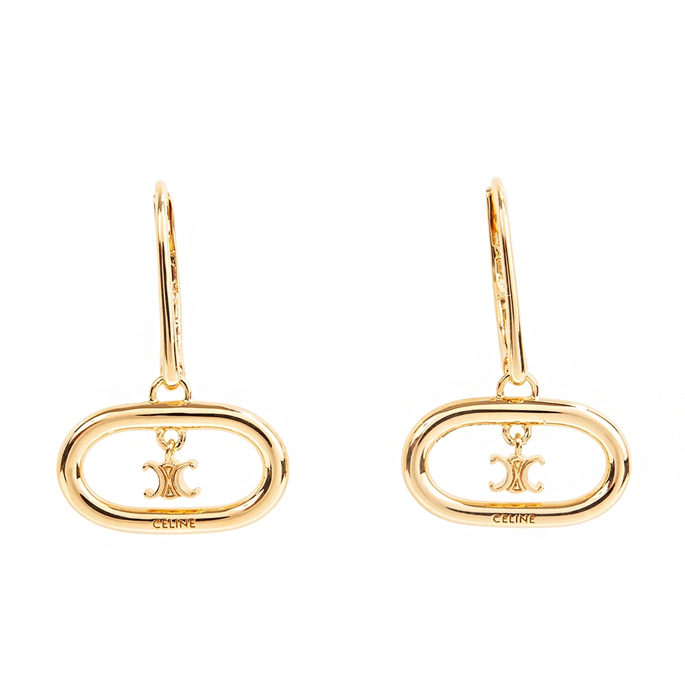 CELINE 經典金色飾面黃銅TRIOMPHE MOBILE耳環 (金色)