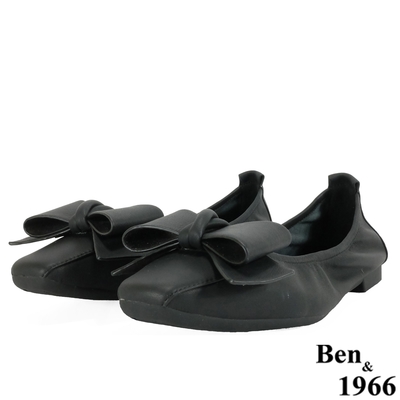 Ben&1966高級頭層水染羊皮可愛舒適百搭包鞋-黑(228211)
