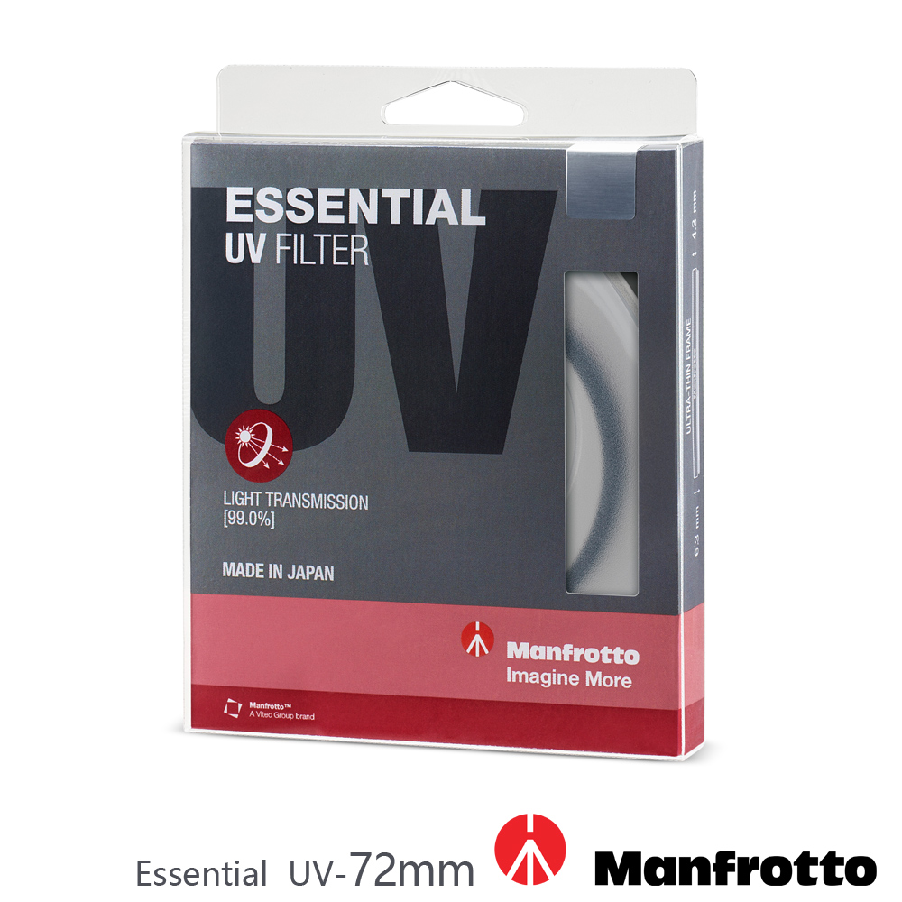 Manfrotto 72mm UV鏡 Essential 濾鏡系列