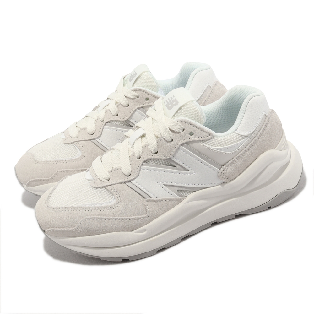 New Balance 休閒鞋57/40 女鞋5740 燕麥色白麂皮復古厚底NB 紐巴倫