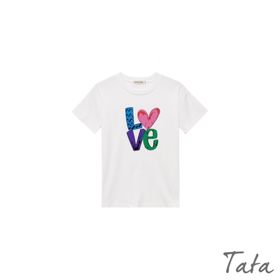 TATA KIDS 童裝 親子裝LOVE塗鴉字母印花T恤-共二色