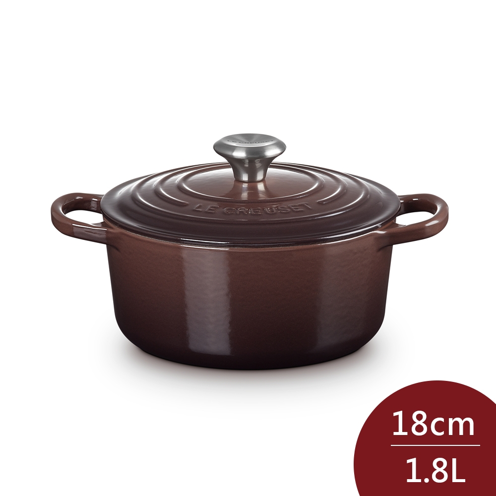 Le Creuset 典藏圓形鑄鐵鍋 18cm 1.8L 巧克力棕 法國製