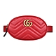 GUCCI Marmont復古雙G LOGO絎縫設計牛皮拉鍊胸腰包(紅) product thumbnail 1