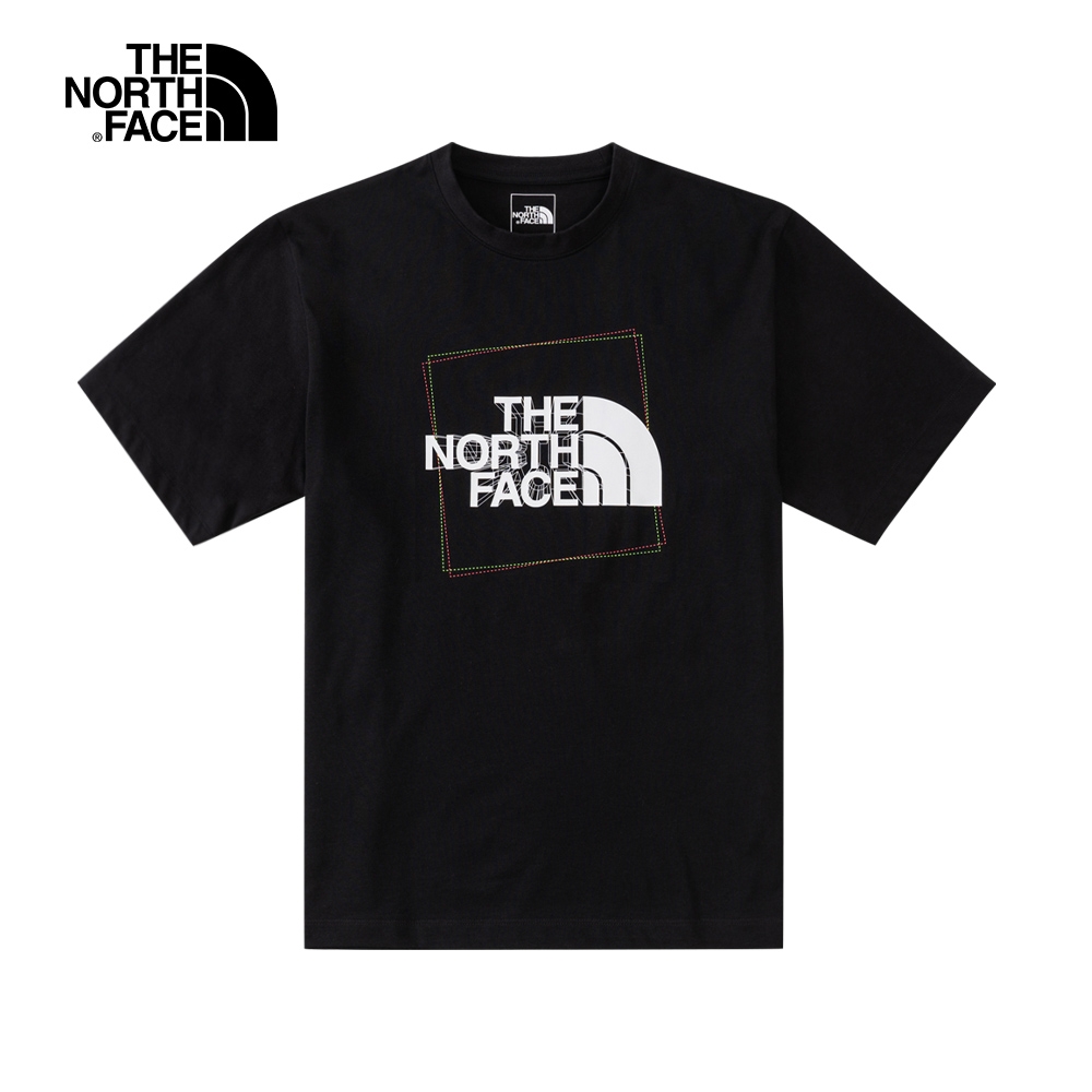 The North Face北面男款黑色純棉幾何造型品牌印花短袖T恤｜5K14JK3