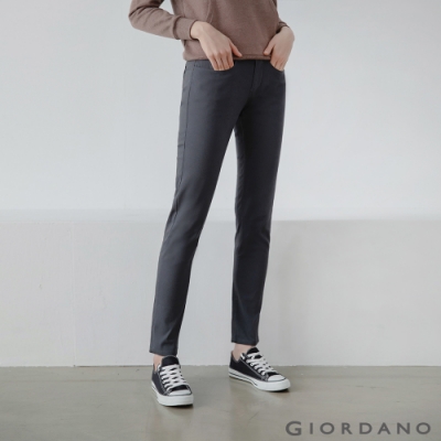 GIORDANO  女裝中腰經典窄管休閒長褲 - 02 標誌灰