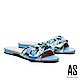 拖鞋 AS 熱帶風情蝴蝶結造型花布低跟拖鞋－藍白 product thumbnail 1