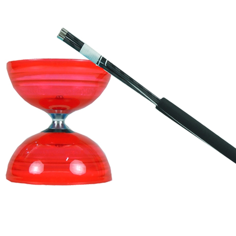 三鈴SUNDIA-台灣製造-炫風長軸三培鈴扯鈴(附31cm小碳棍、扯鈴專用繩)紅色