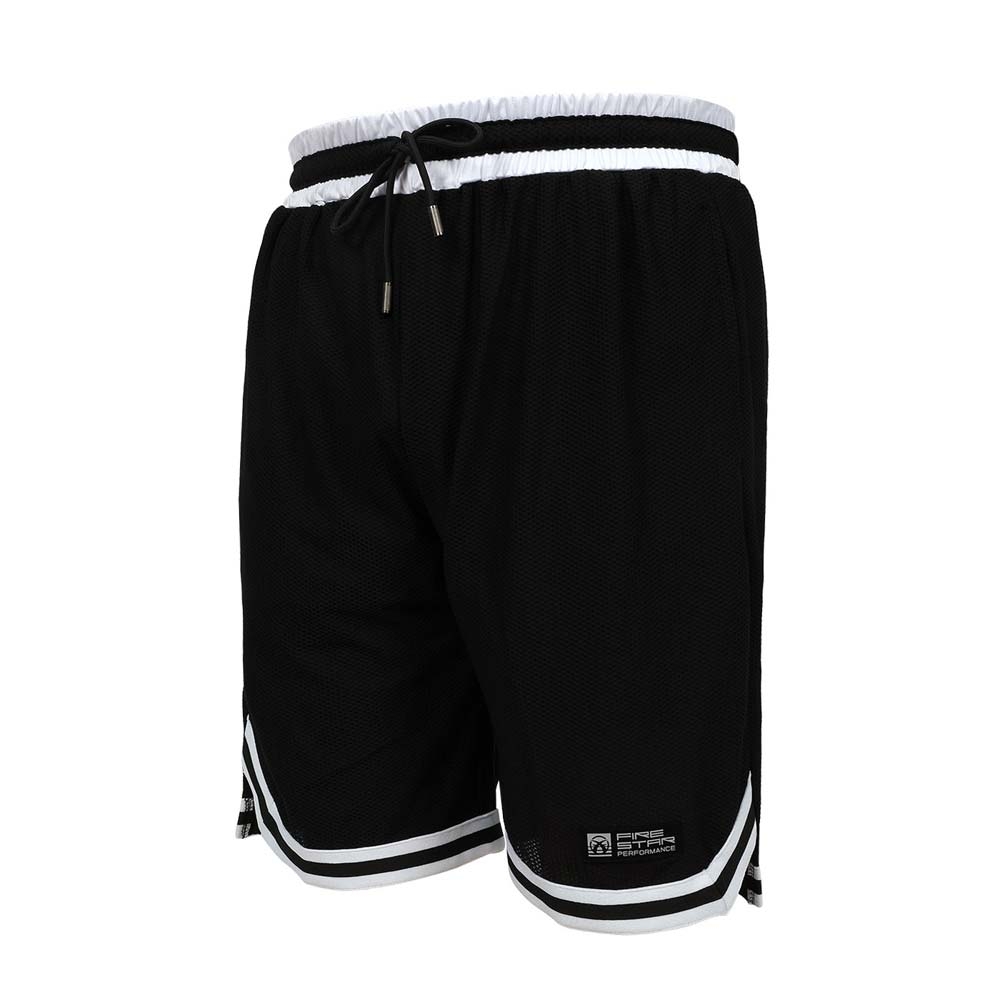 FIRESTAR 男彈性訓練籃球短褲-吸濕排汗 5分褲 慢跑 運動 B4601-10 黑白