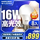 億光 高光效LED球泡燈16W 取代27W螺旋燈泡-8入組 (白光) product thumbnail 2