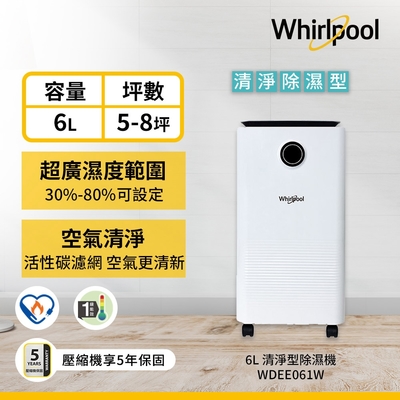 Whirlpool 惠而浦一級能效 6公升節能除濕機WDEE061W(貨物稅減免$500)