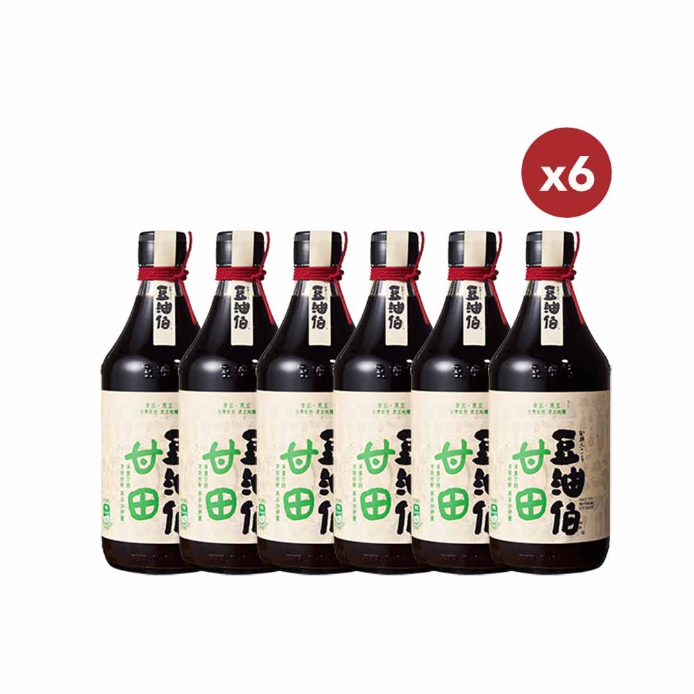 豆油伯 健康甘田薄鹽醬油6入超值組(500mlx6瓶)