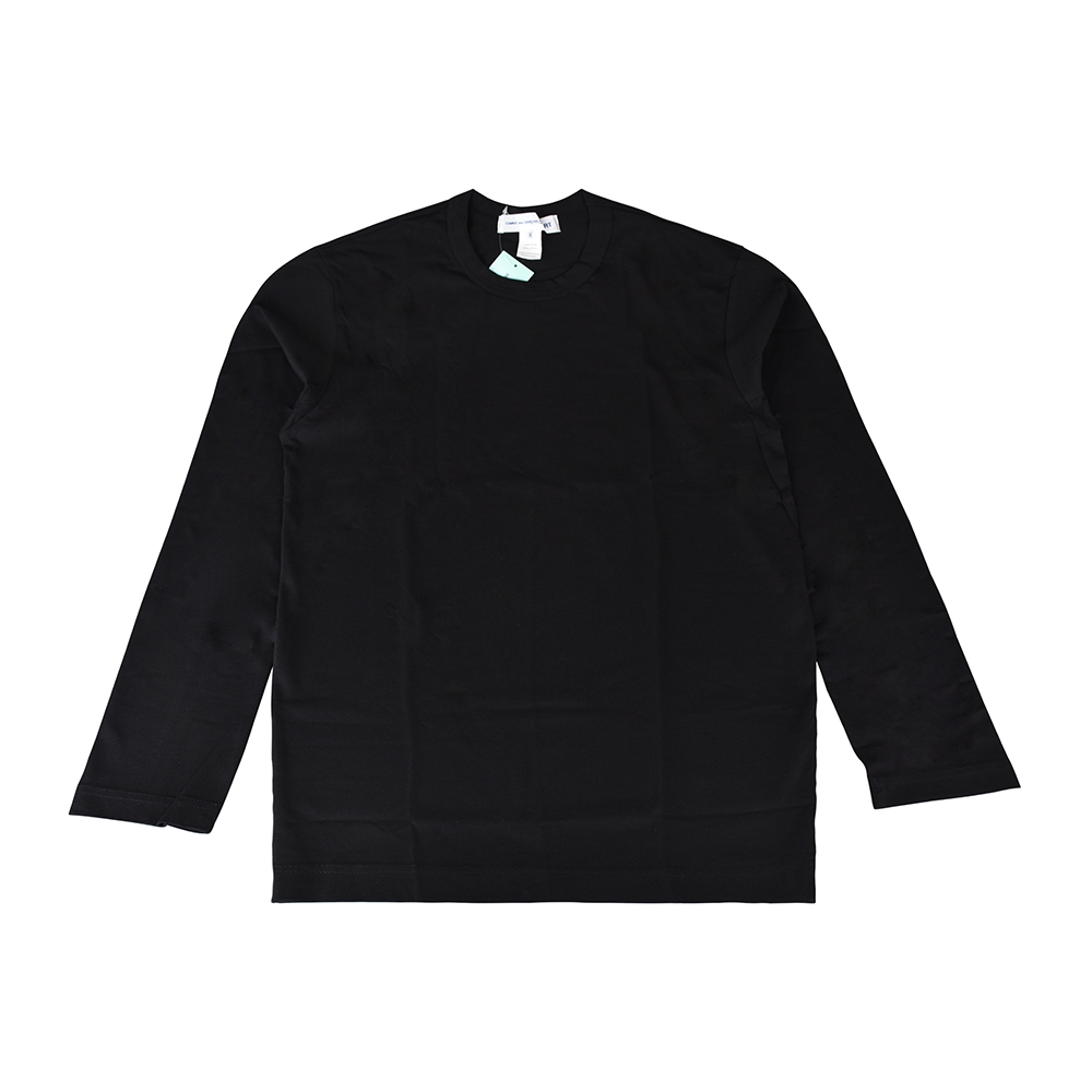 COMME DES GARCONS白字印花LOGO造型純棉長袖T恤(S/M/L/XL/黑) product image 1