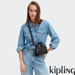Kipling 午夜星空黑輕巧圓筒手提肩背兩用包-BINA MINI