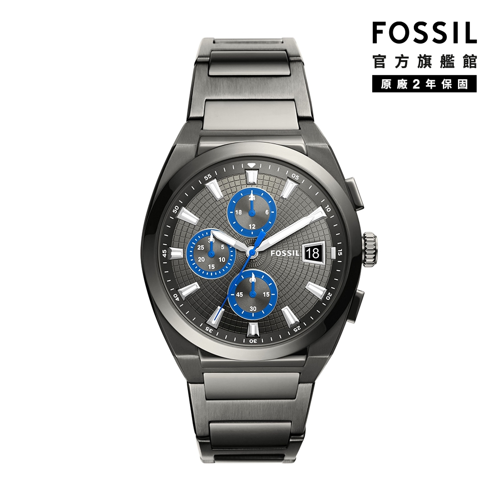 FOSSIL Everett Chronograph 鋼鐵鎗色硬派風格手錶 鎗色不鏽鋼錶帶 42MM FS5830