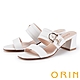 ORIN 布紋羊皮金釦高跟拖鞋 白色 product thumbnail 1