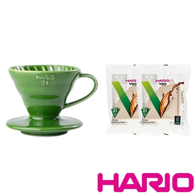 HARIO V60深蕨綠01彩虹磁石濾杯EX/VDC-01-DG-EX(附濾紙2包)