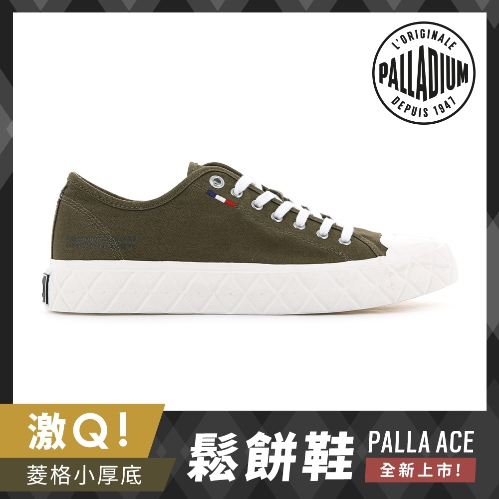 PALLADIUM PALLA ACE CVS格紋厚底帆布鞋-中性-墨綠色