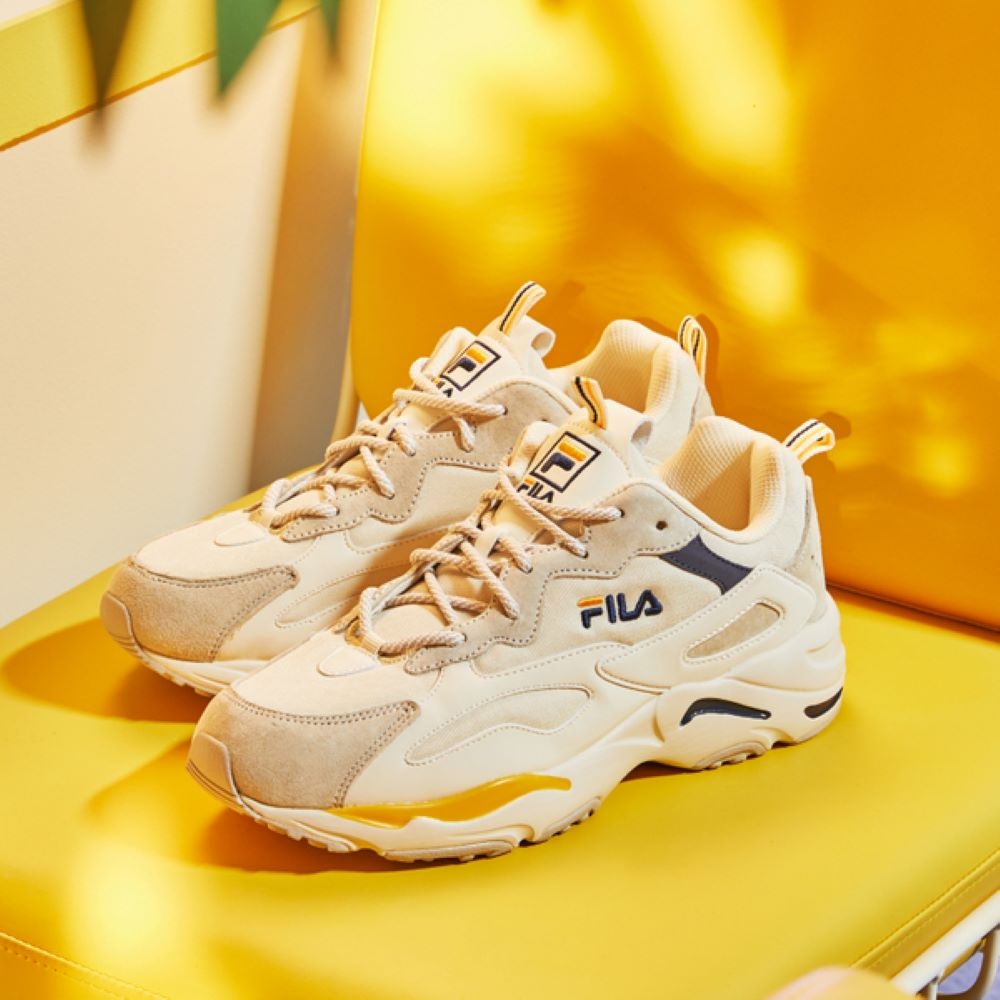 FILA RAY TRACER 中性運動鞋-米/黃 4-C606W-444