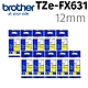 【10入組】brother TZe-FX631(可彎曲)纜線標籤帶 ( 12mm黃底黑字 ) product thumbnail 2