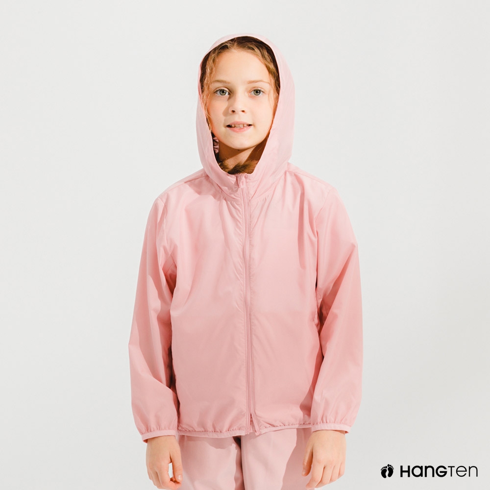 Hang Ten-中性童-恆溫多功能-防輕潑水自收防風外套-粉色