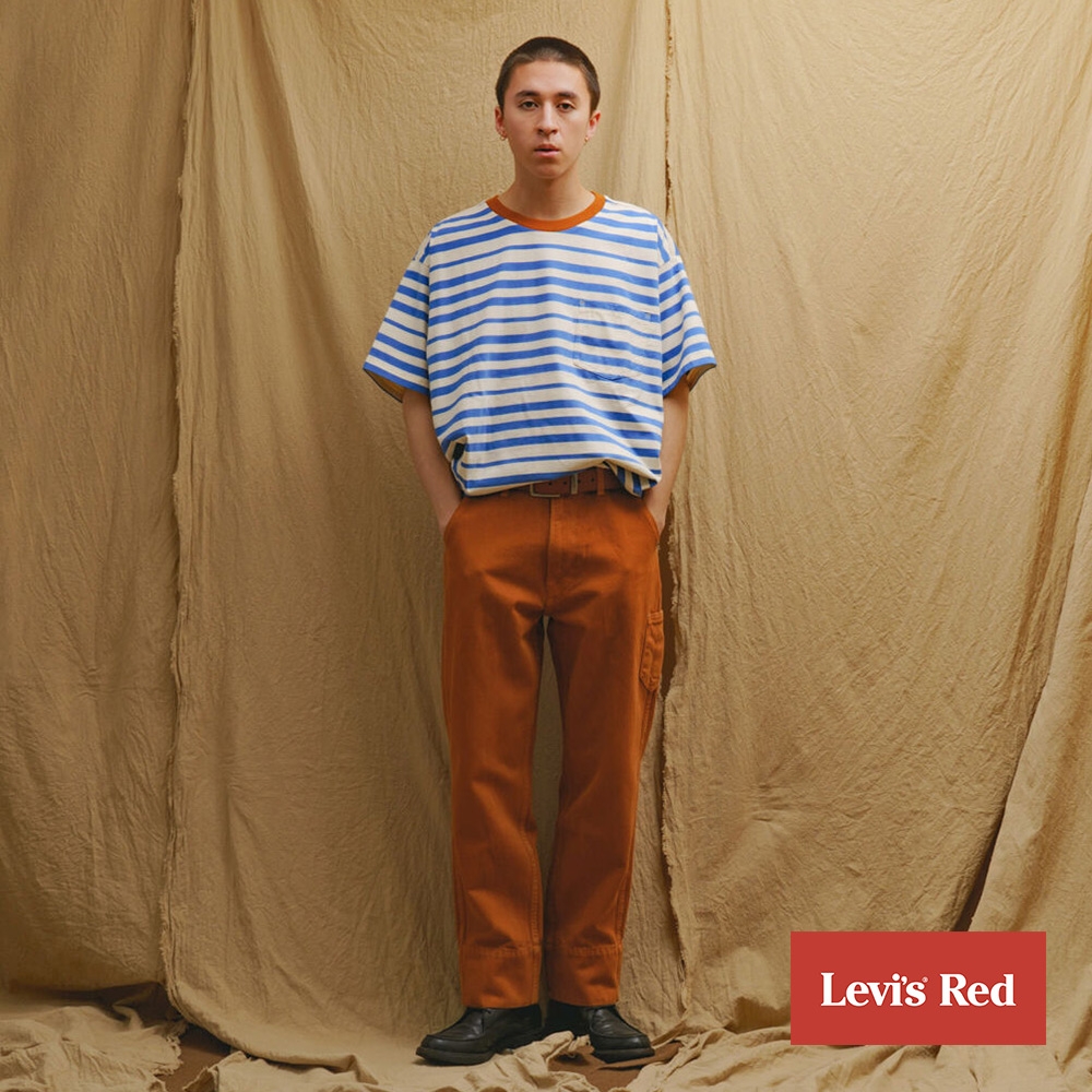 Levis Red 工裝手稿風復刻再造 男款 Stay loose復古寬鬆版繭型工作褲 棕褐 寒麻纖維