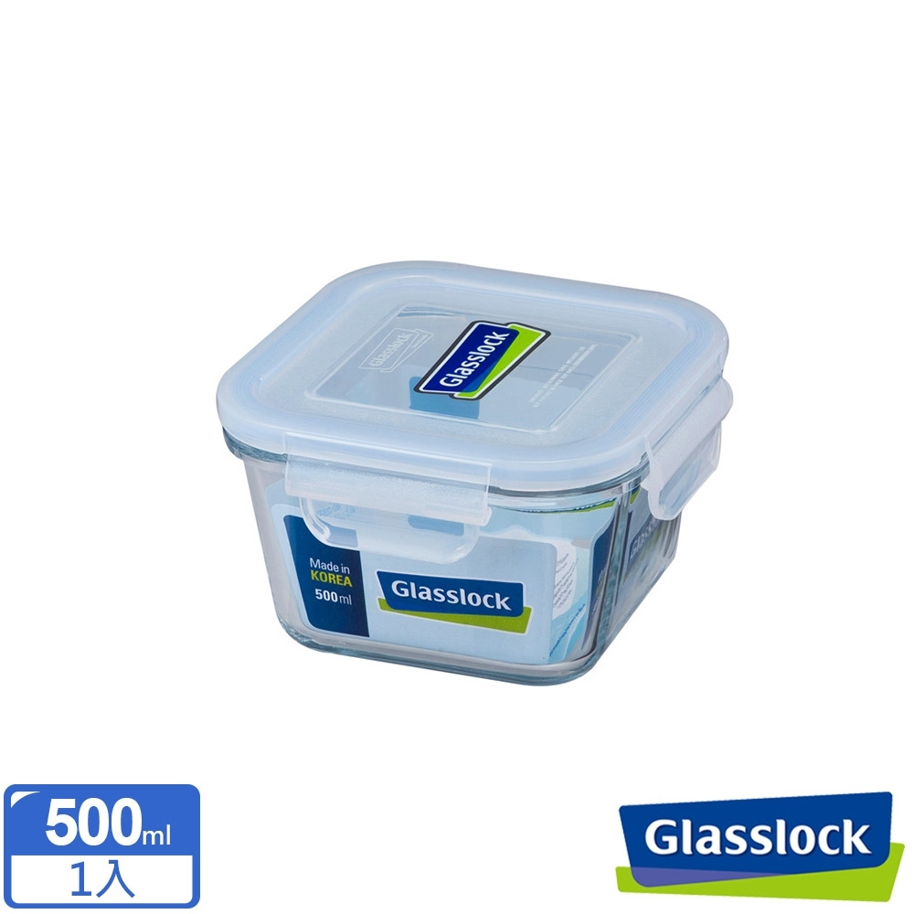 Glasslock 強化玻璃微波保鮮盒-方形 500ml